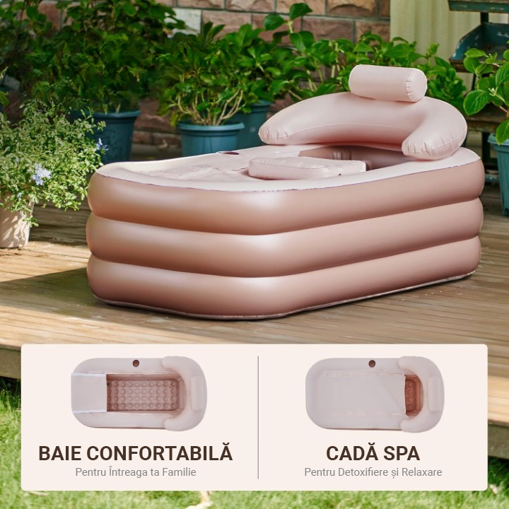 Imagine cu cada gonflabilă Premium în nuanța crem, prezentând textura moale și designul elegant.