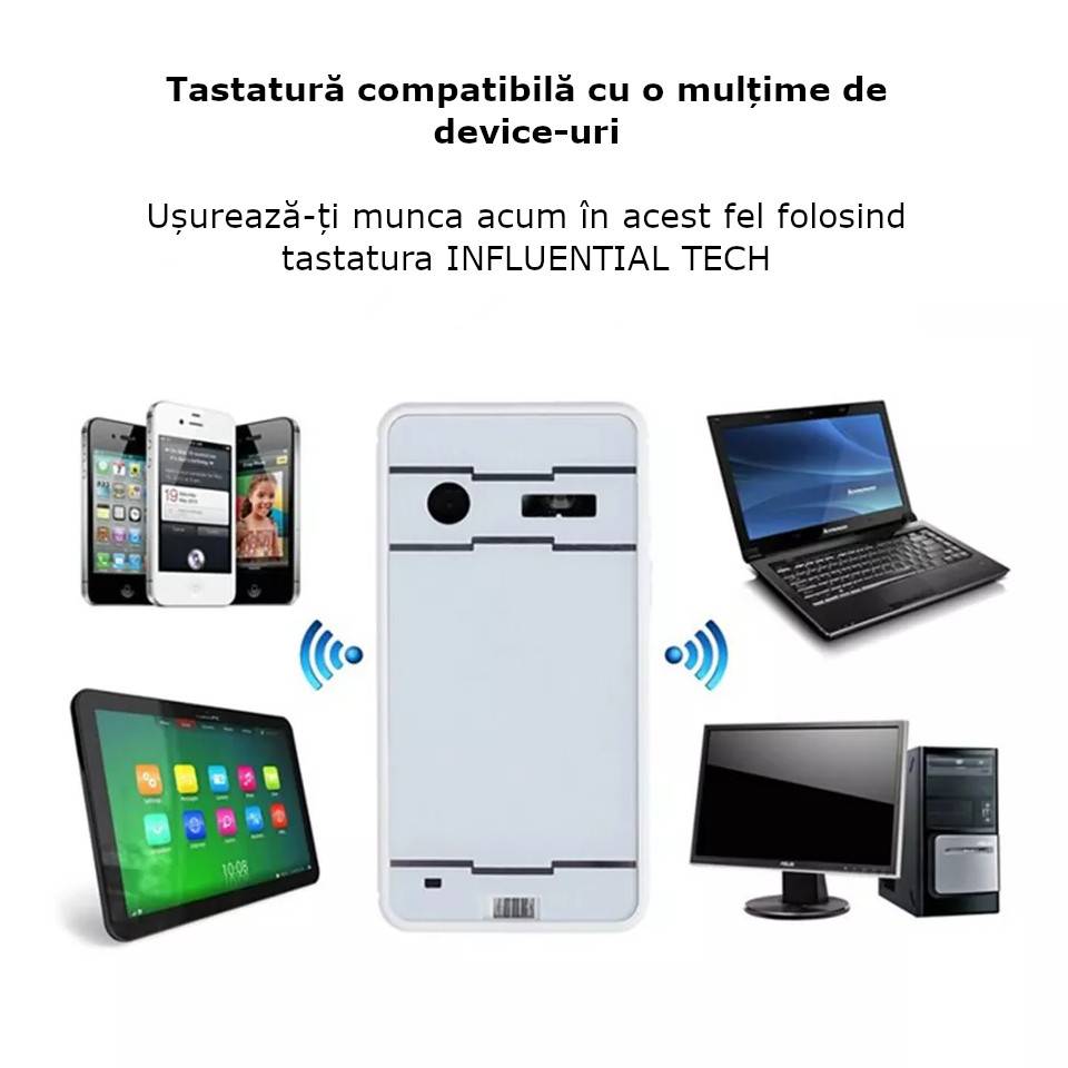 Tastatura cu laser de proiectie, virtuala, portabila, fara fir, Bluetooth, USB, compatibila cu iOS / Android / Windows, 1000 mAh, alb - imagine 4