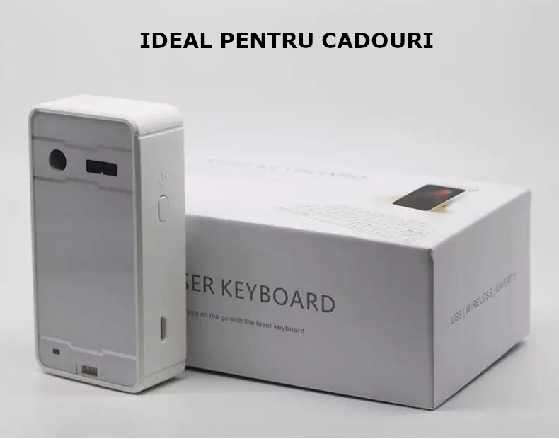 Tastatura cu laser de proiectie, virtuala, portabila, fara fir, Bluetooth, USB, compatibila cu iOS / Android / Windows, 1000 mAh, alb - imagine 9