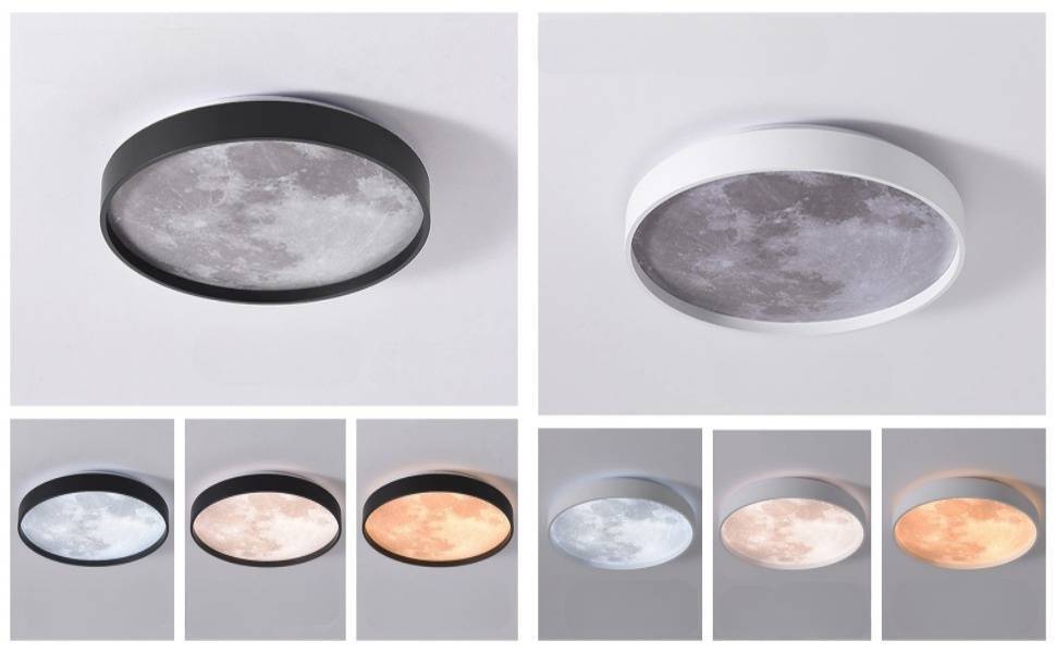 Lampa LED de perete sau tavan, multifunctionala, pentru birou, dormitor, living, protectie ochi, forma de luna, permite reglarea luminozitatii prin telecomanda, 48 cm diametru, 48 W - imagine 6