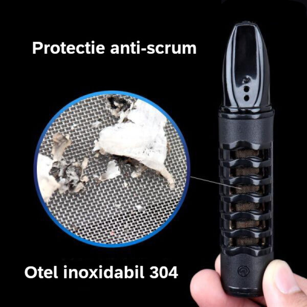 Scrumiera portabila cu bricheta reincarcabila USB, suport de tigara, prevenirea imprastierii scrumului, pentru calatorii, acasa, birou si masina, Negru - imagine 3