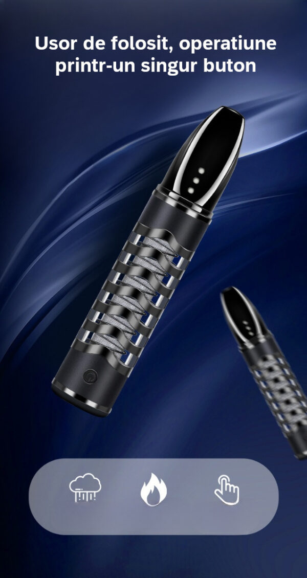 Scrumiera portabila cu bricheta reincarcabila USB, suport de tigara, prevenirea imprastierii scrumului, pentru calatorii, acasa, birou si masina, Negru - imagine 6