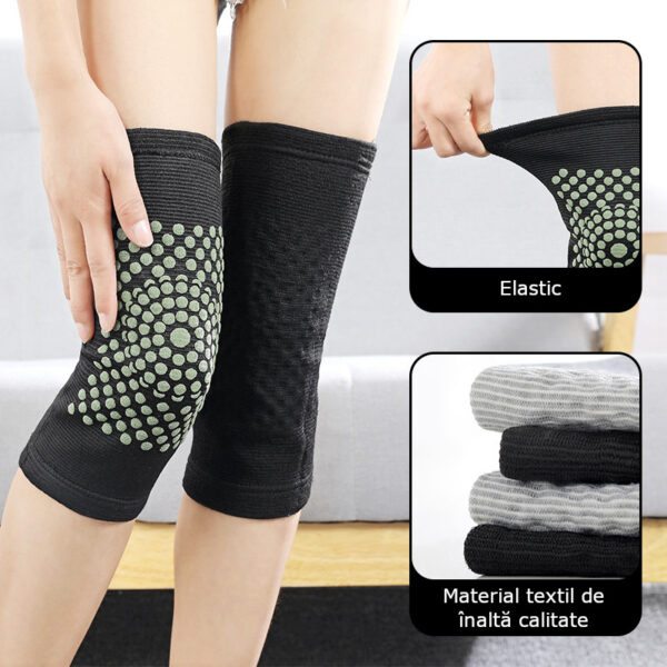 Set genunchiere cu turmalina, elastice, usoare de purtat, auto incalzire genunchi, unisex, marime universala, 2 bucati