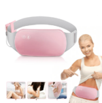 Aparat centura abdominala pentru incalzire si masaj, anti dureri menstruale, ciclu, lombare, 3 trepte de incalzire si 6 programe cu vibromasaj, portabil, acumulator 5000 mAh, roz