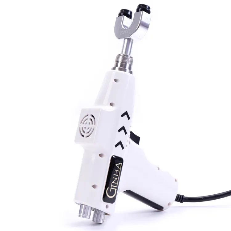 Aparat Chiropractic Electric pentru Corectarea Posturii, 750 N, Masaj Tip Pistol pentru Gat, Spate, Coloana, Maini si Picioare, 5 Accesorii, Motor Silentios, Geanta de Depozitare, Alb - imagine 2