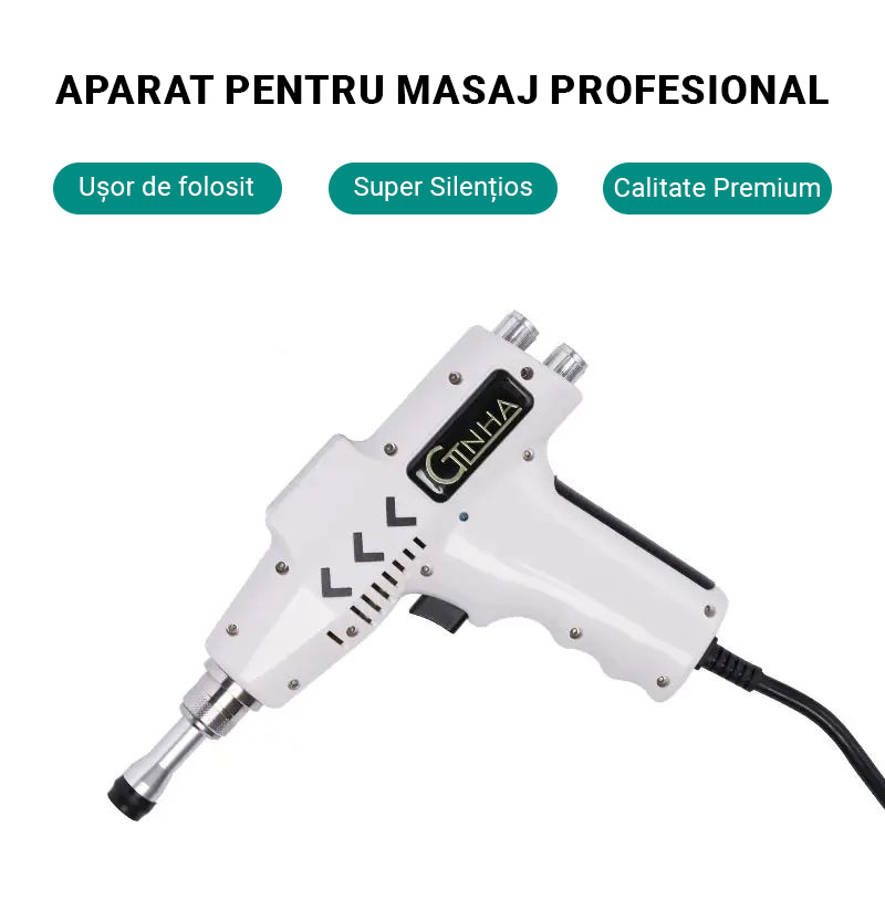 Aparat Chiropractic Electric pentru Corectarea Posturii, 750 N, Masaj Tip Pistol pentru Gat, Spate, Coloana, Maini si Picioare, 5 Accesorii, Motor Silentios, Geanta de Depozitare, Alb - imagine 3
