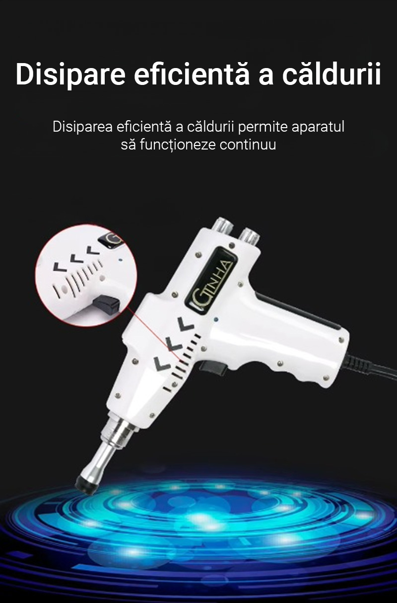 Aparat Chiropractic Electric pentru Corectarea Posturii, 750 N, Masaj Tip Pistol pentru Gat, Spate, Coloana, Maini si Picioare, 5 Accesorii, Motor Silentios, Geanta de Depozitare, Alb - imagine 7