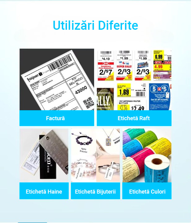 Imprimanta termica pentru etichete si AWB-uri, calitate inalta 203 dpi, portabila, fara fir, nu necesita tus, suporta formaturi pana la 4x6, Bluetooth, USB, compatibila cu iOS / Android / Windows / MacOS, alb - imagine 11