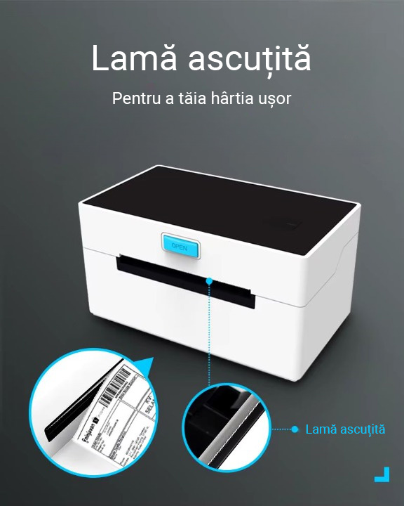 Imprimanta termica pentru etichete si AWB-uri, calitate inalta 203 dpi, portabila, fara fir, nu necesita tus, suporta formaturi pana la 4x6, Bluetooth, USB, compatibila cu iOS / Android / Windows / MacOS, alb - imagine 6
