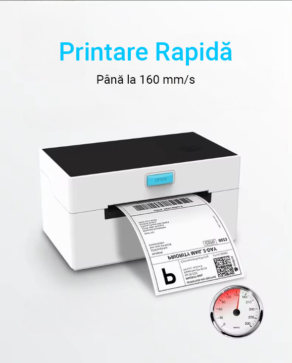 Imprimanta termica pentru etichete si AWB-uri, calitate inalta 203 dpi, portabila, fara fir, nu necesita tus, suporta formaturi pana la 4x6, Bluetooth, USB, compatibila cu iOS / Android / Windows / MacOS, alb - imagine 9